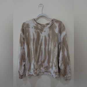Wild Fable Tan & White Tie-Dye Pullover - Large